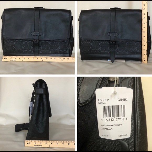 COACH Hudson Messenger Signature Black Leather - Picture 7 of 7